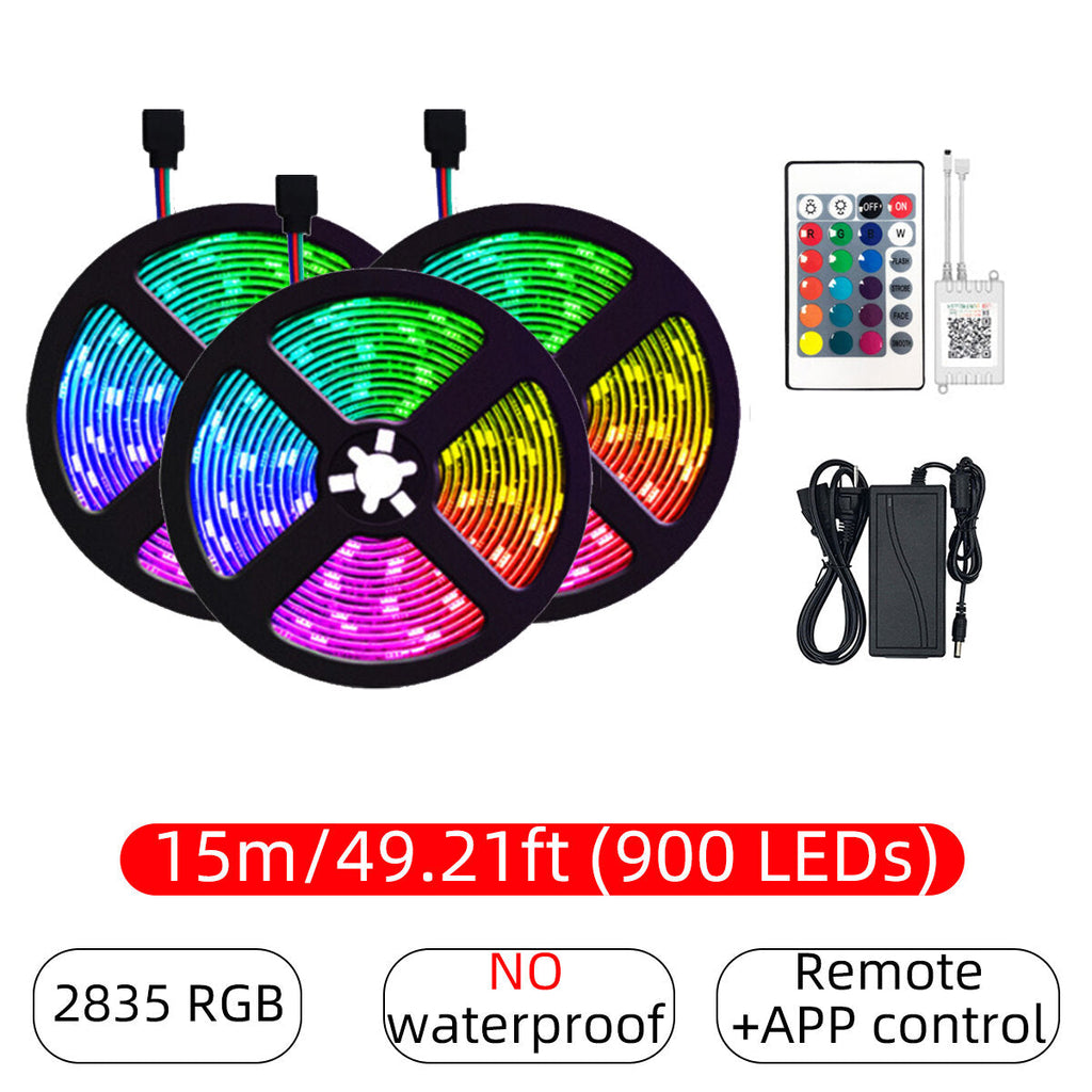 10M/15M 32.81FT/49.21FT 2835 bluetooth APP LED Strip Light Non-waterproof RGB Flexible Lamp+24-Keys Remote Control DC12V