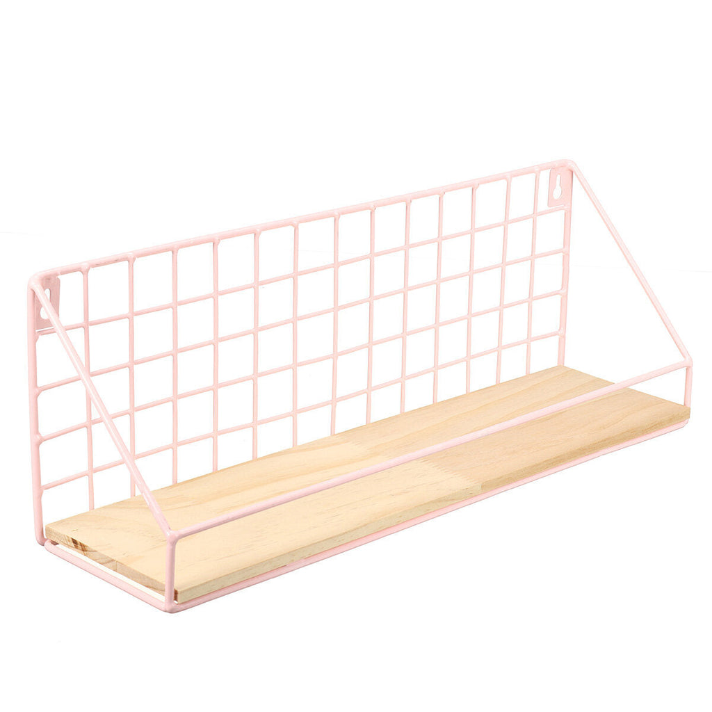 Iron Wall Hanging Basket Punch-Free Storage Shelf Floating Shelves Mounted Rack Decoration Stand Holder