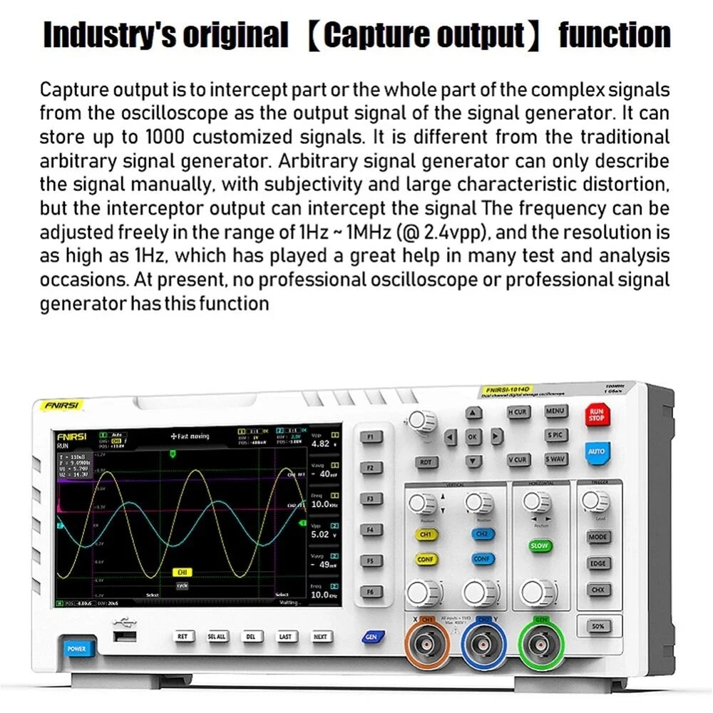 7 Inch TFT LCD Display Screen 2 In 1 Dual Channel Input Storage Oscilloscope Digital Signal Generator