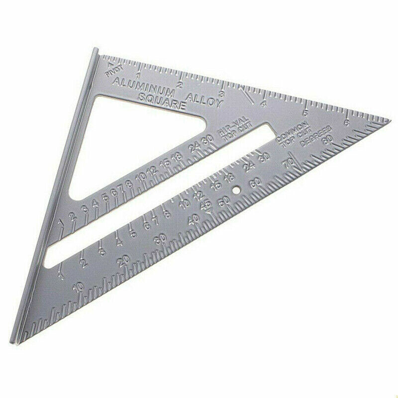 7" Aluminum Alloy Triangle Ruler - 45° Right Angle Gauge for Woodworking & Decoration, 1mm Resolution