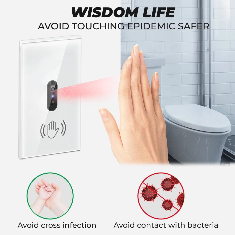 Smart Wall Light Infrared Sensor Switch No-contant Glass Screen Panel On Off US/EU 110V 220V 10A Electrical Power