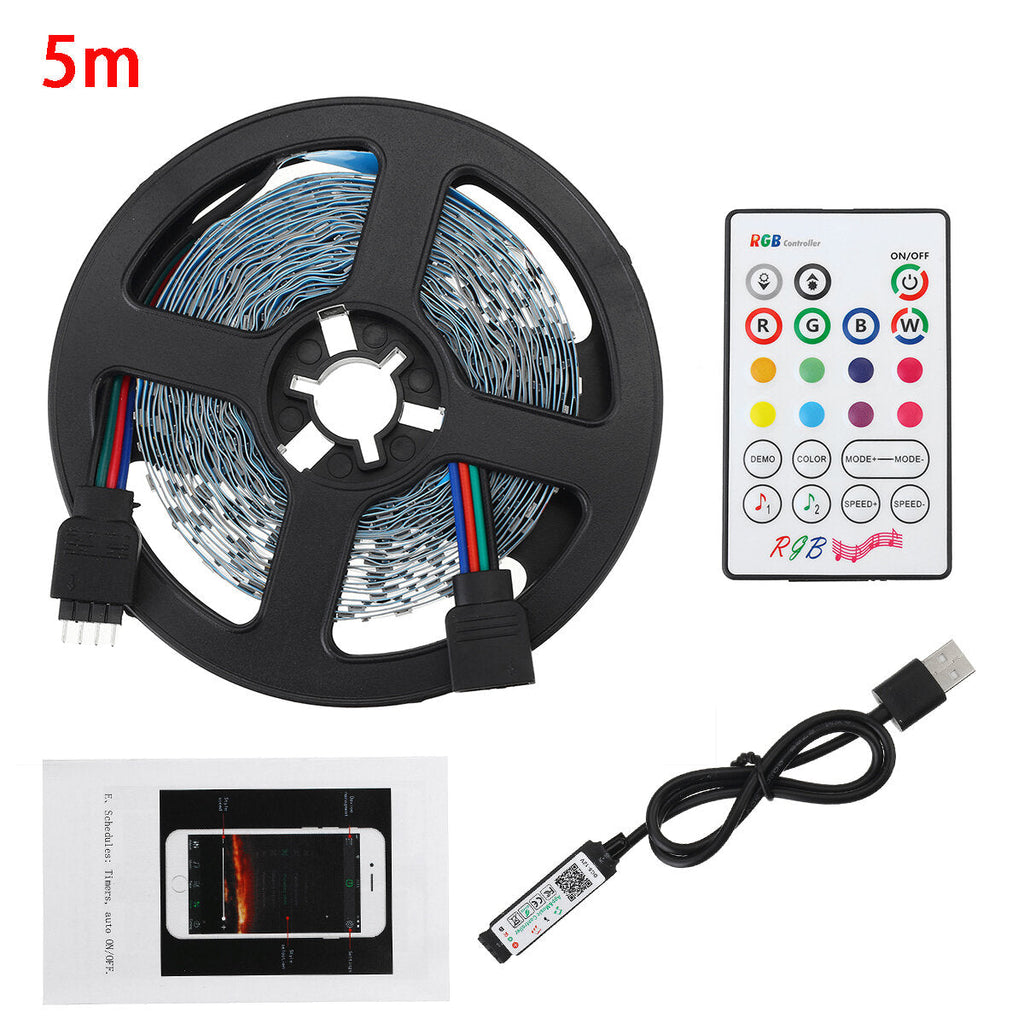 1M/2M/3M/4M/5M bluetooth APP 3528SMD RGB USB LED Strip Light Indoor String Tape Lamp + Remote Control