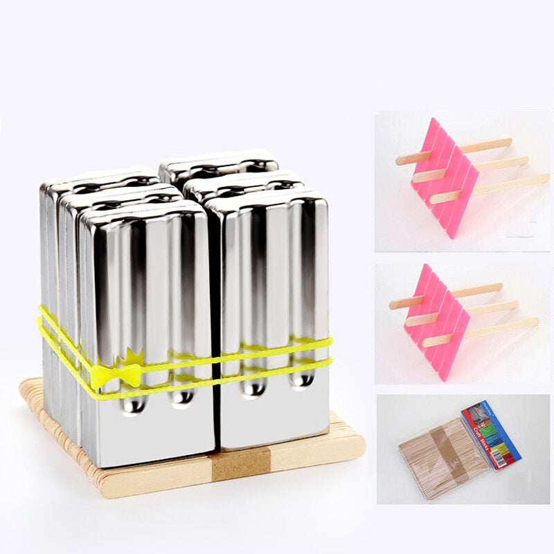 6 Pieces Set Stainless Steel Popsicle Mold Food Grade Ice Lolly Maker Summer Gifts
