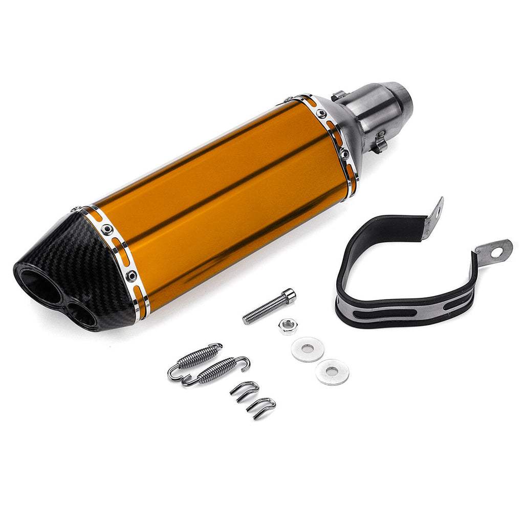 38-51mm Motorcycle Exhaust Carbon Stainless Muffler Pipe Double Air Outlet ATV