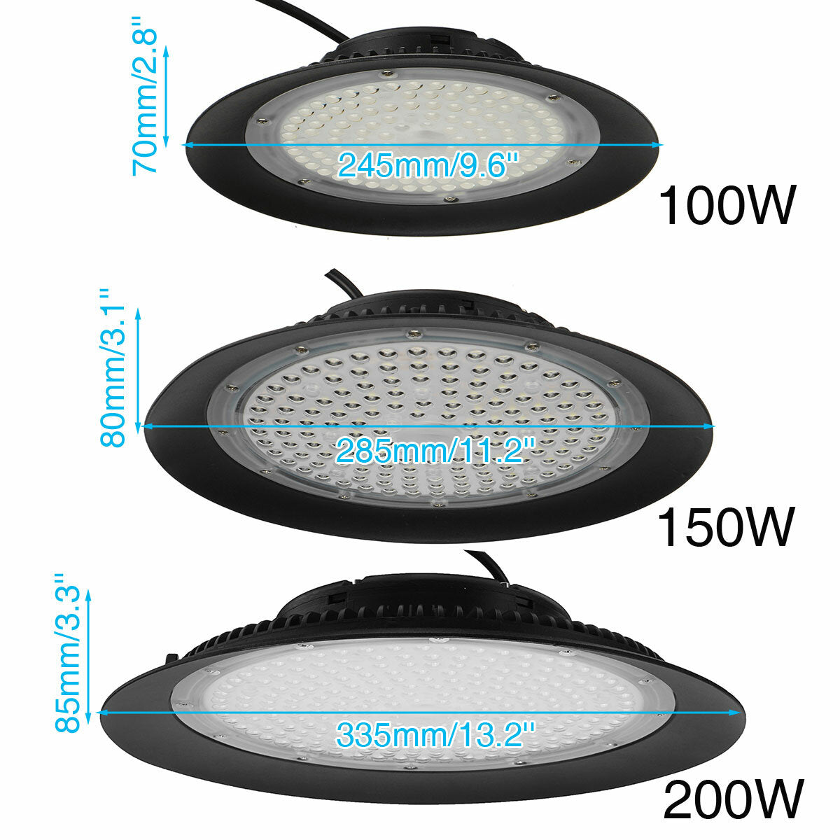 100W 150W 200W LED Workshop Lights High Bay Lamp UFO Shed Industrial Warehouse