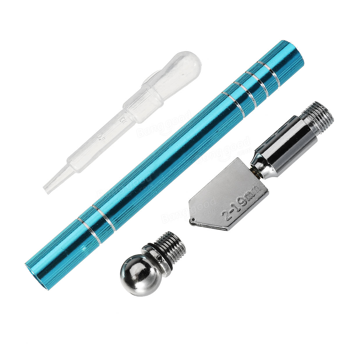 Portable Glass Cutter Anti Slip Handle Diamond Minerals Tipped Glass Cutter for 2-19mm Glass Blue