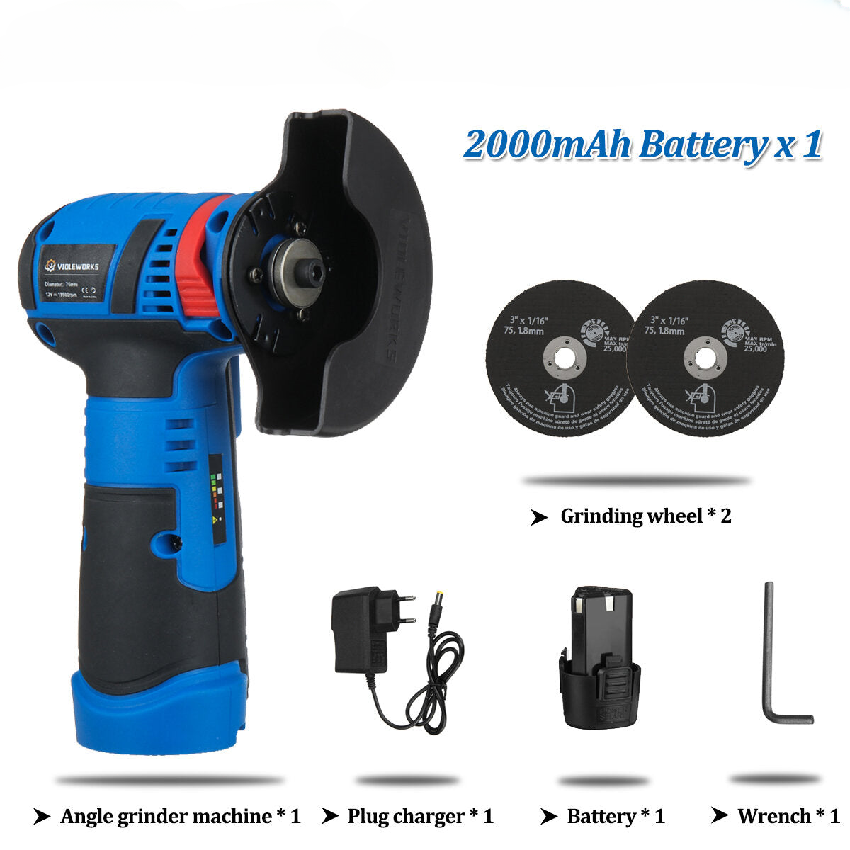 12V Mini Brushless Angle Grinder Cordless Polishing Grinding Machine Electric Power Cutter