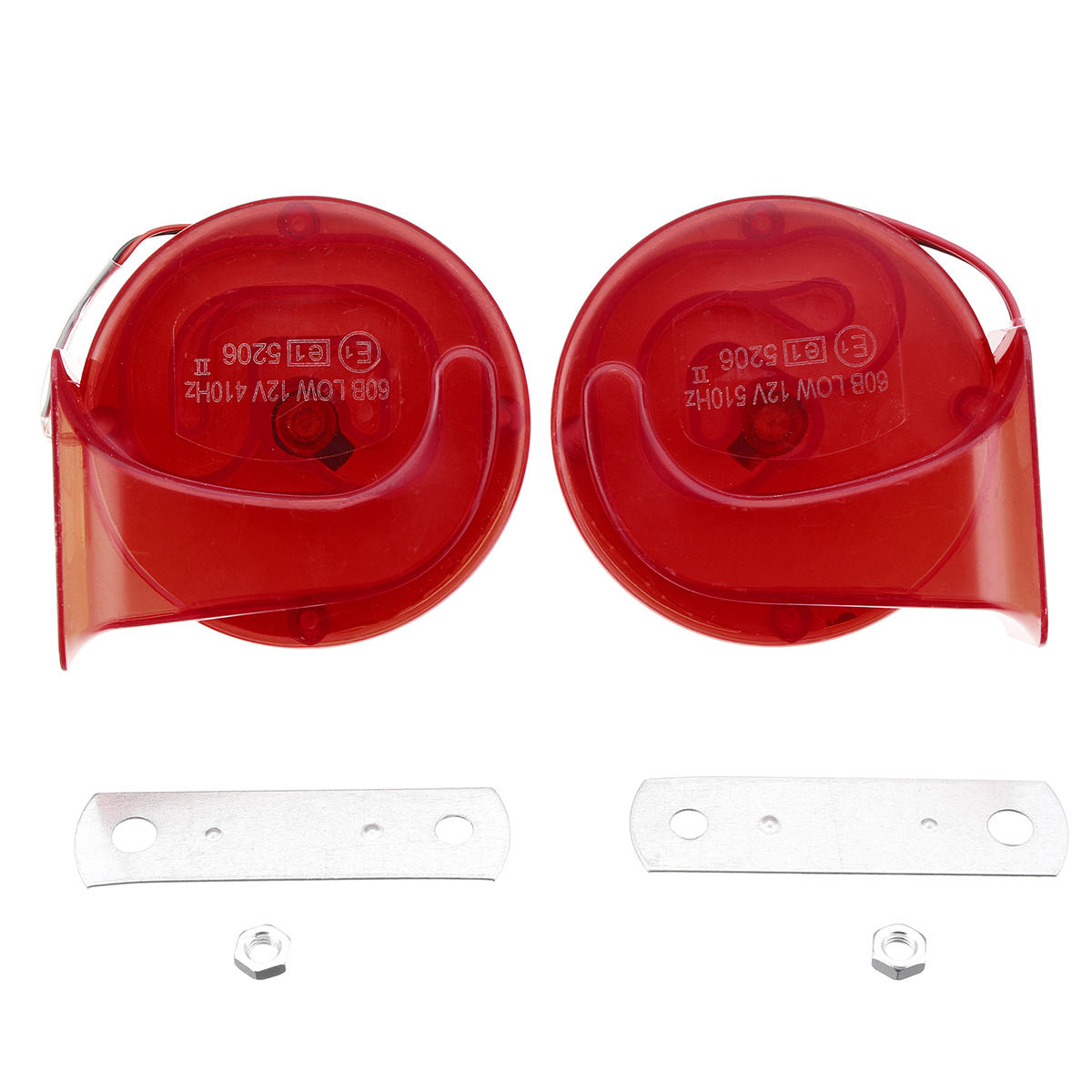 Pair 12V 110dB Air Snail Horn Universal Red Super Loud For Car Van Motorcycle