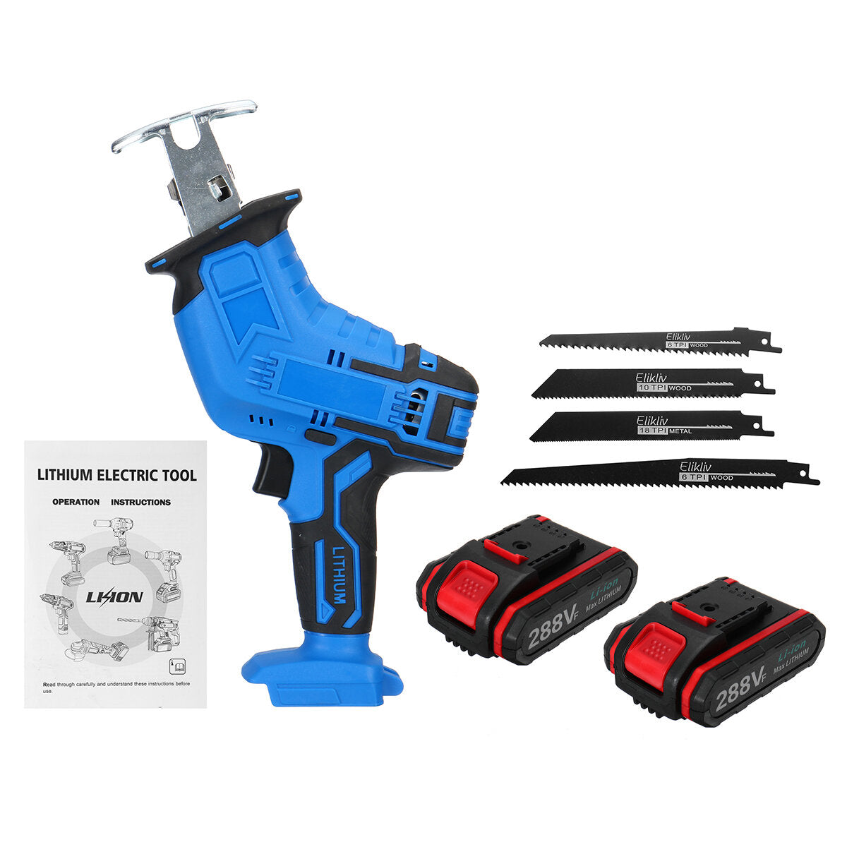 Cordless Electric Saw Rechargeable Reciprocating Saw For Wood/Metal/Plastic Cutting Tool W/ None/1pc/2pcs Battery Also for For Worx Battery
