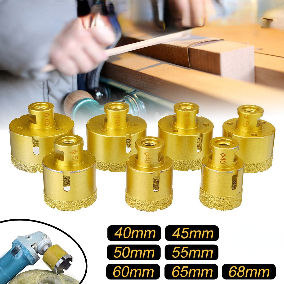 40mm-68mm M14 Diamond Hole Saw Drill Bit Glass Ceramic Tile Marble Cutting Tool