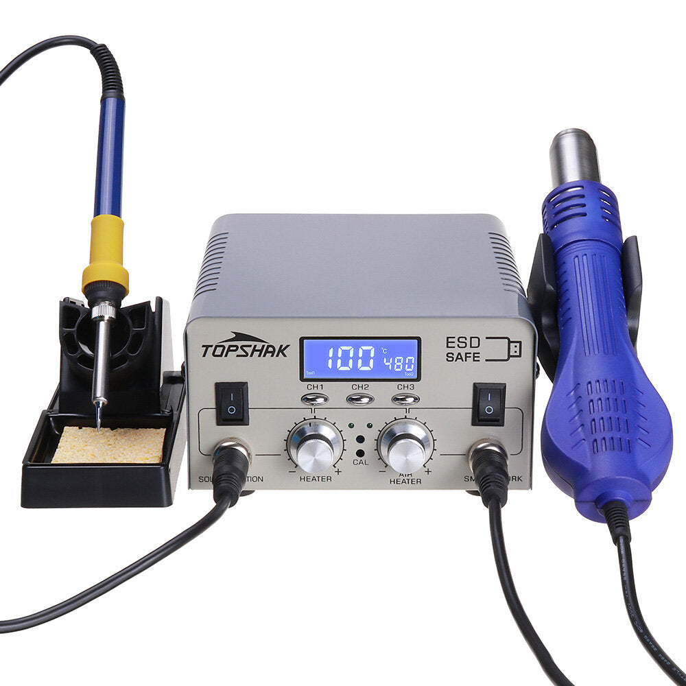 680W 2 In1 Rework Hot Air LCD Digital Display Soldering Station Independent Switch 3 Preset Memory Buttons