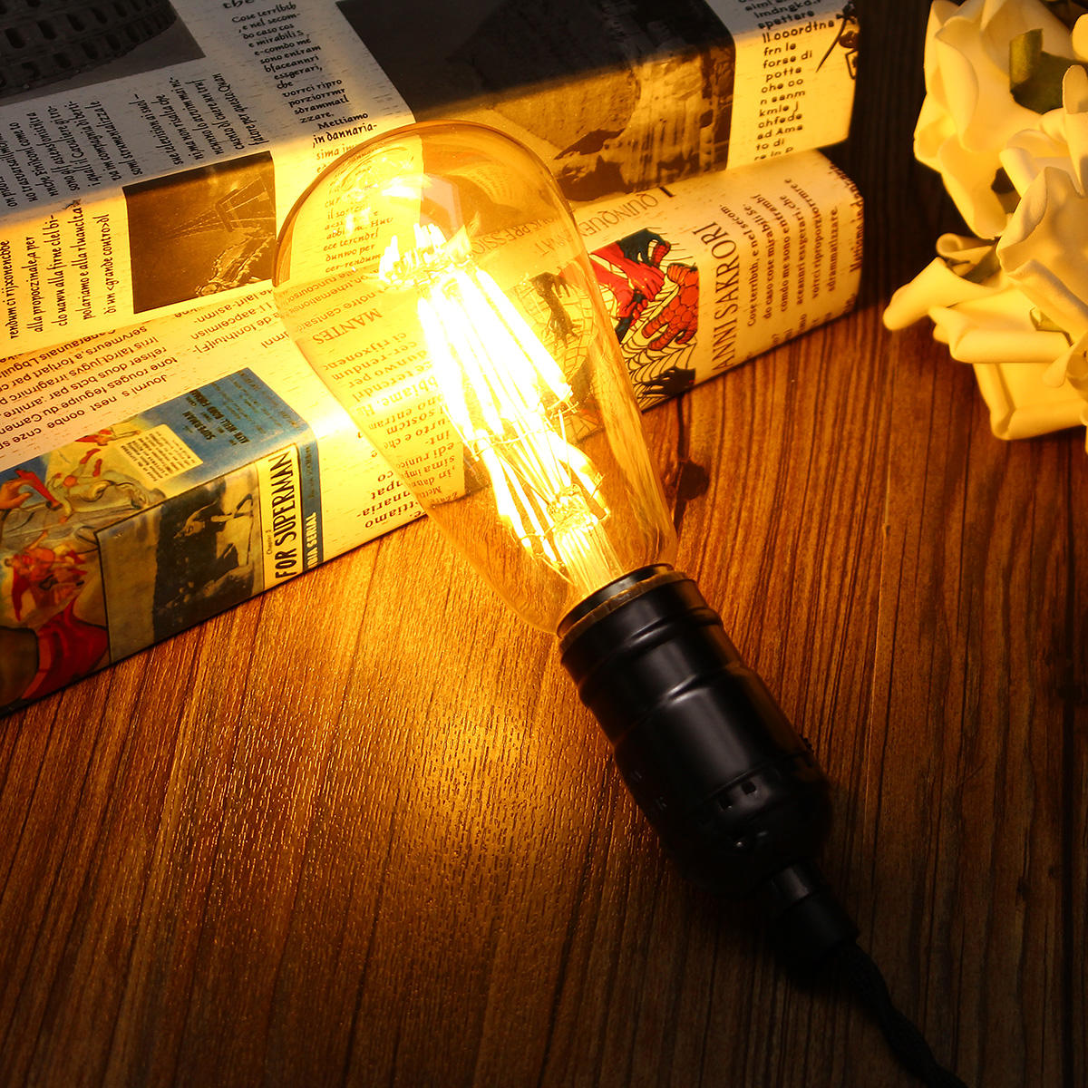 8W Golden Cover Dimmable Retro Vintage Filament LED Bulb Light Lamp AC110/220V