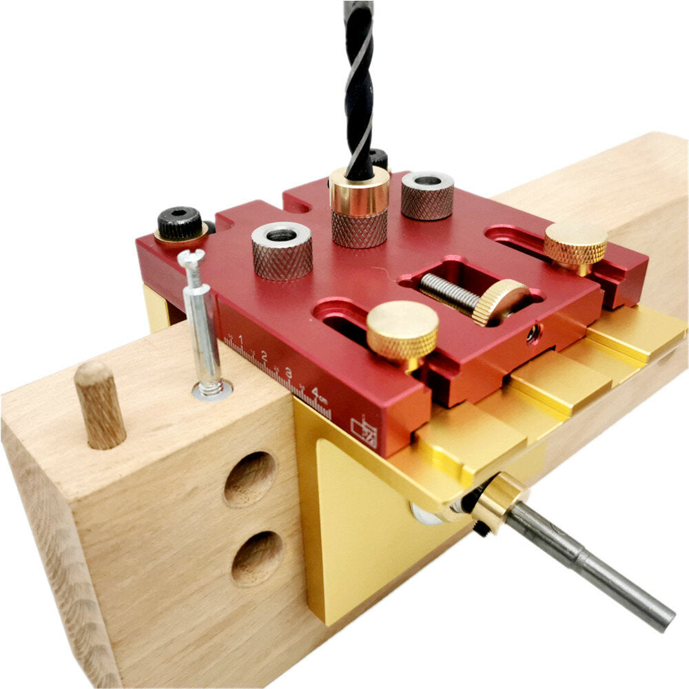 3 In 1 Woodworking Dowelling Jig Adjustable Pocket Hole Jig Kit Wood Drilling Guide Tenon Puncher Locator