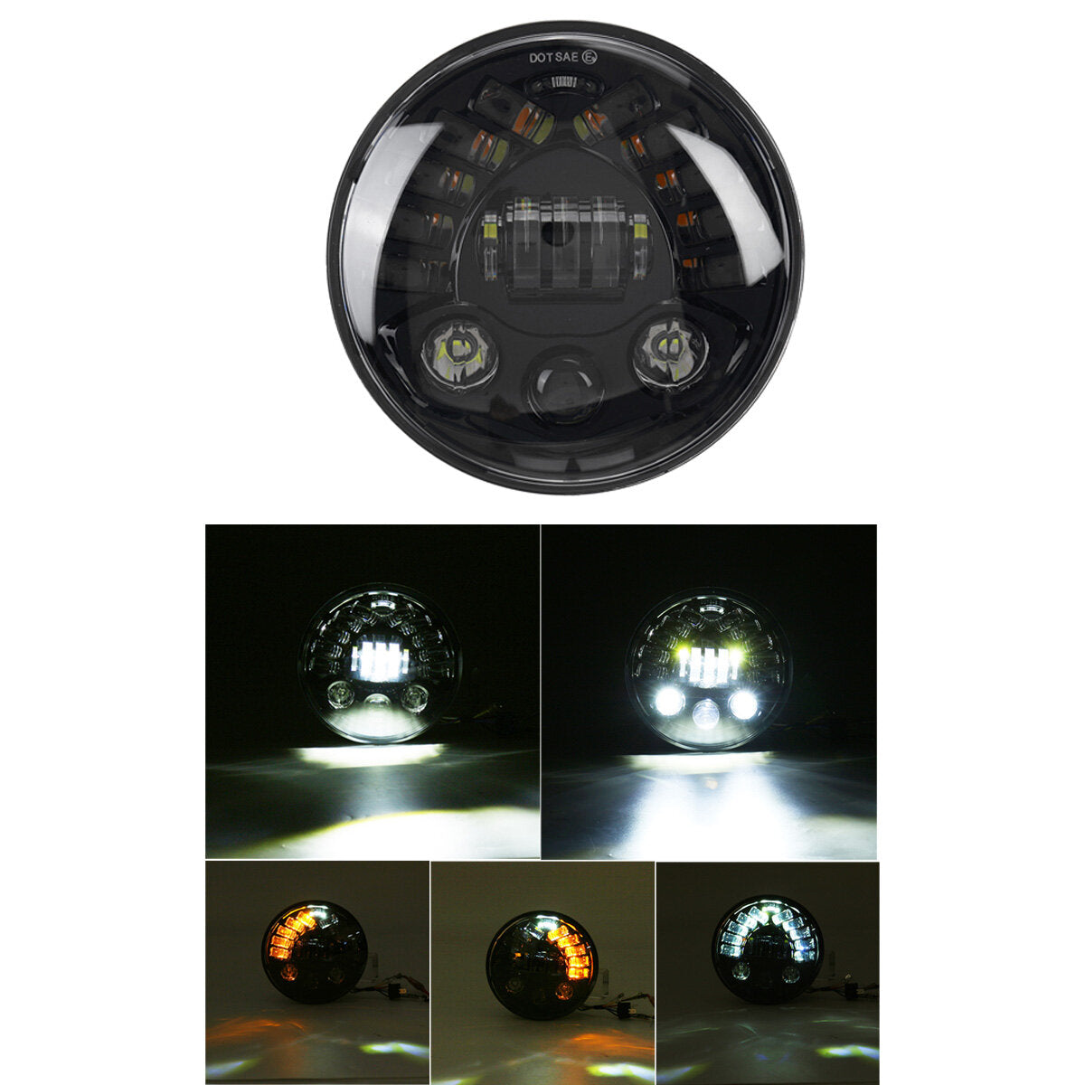 7 Inch Projector LED Headlights Hi/Lo Beam DRL Turn Signal Light Round