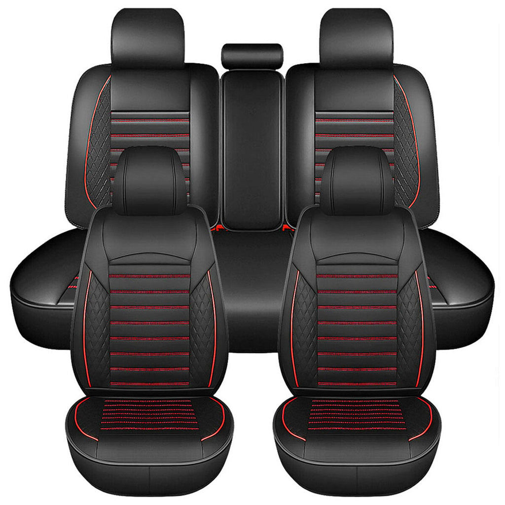 1/5 Seat Car Seat Covers 3D Full Set PU Leather Front Rear Back Pad