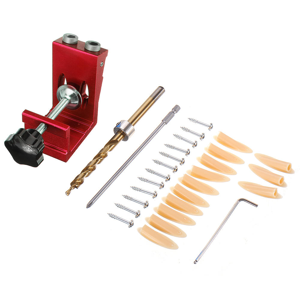 Aluminum Alloy 2 Pocket Hole System Pocket Hole Jig Drill Locator Guide with Drill Screwdriver Set