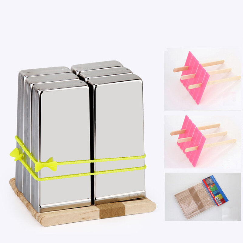 6 Pieces Set Stainless Steel Popsicle Mold Food Grade Ice Lolly Maker Summer Gifts