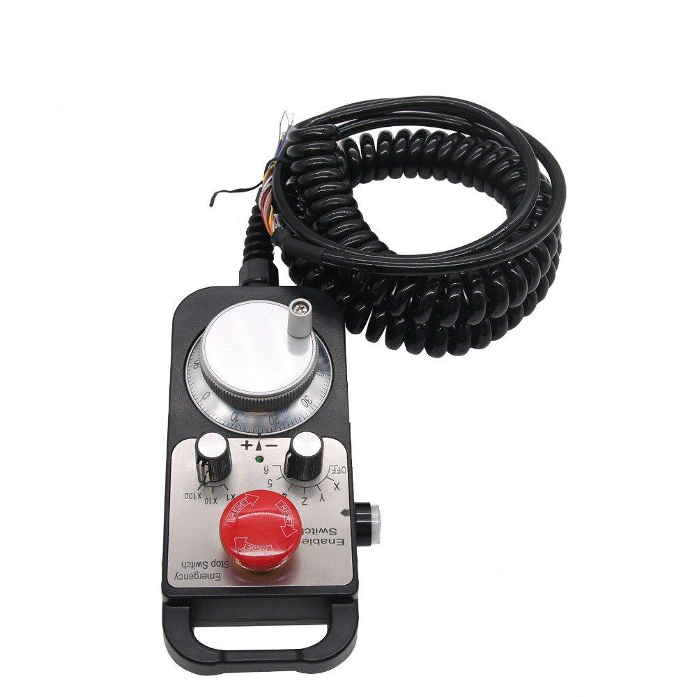 6 Axis CNC MPG Pendant Handwheel with Emergency Stop Switch Manual Pulse Generator for CNC Machine