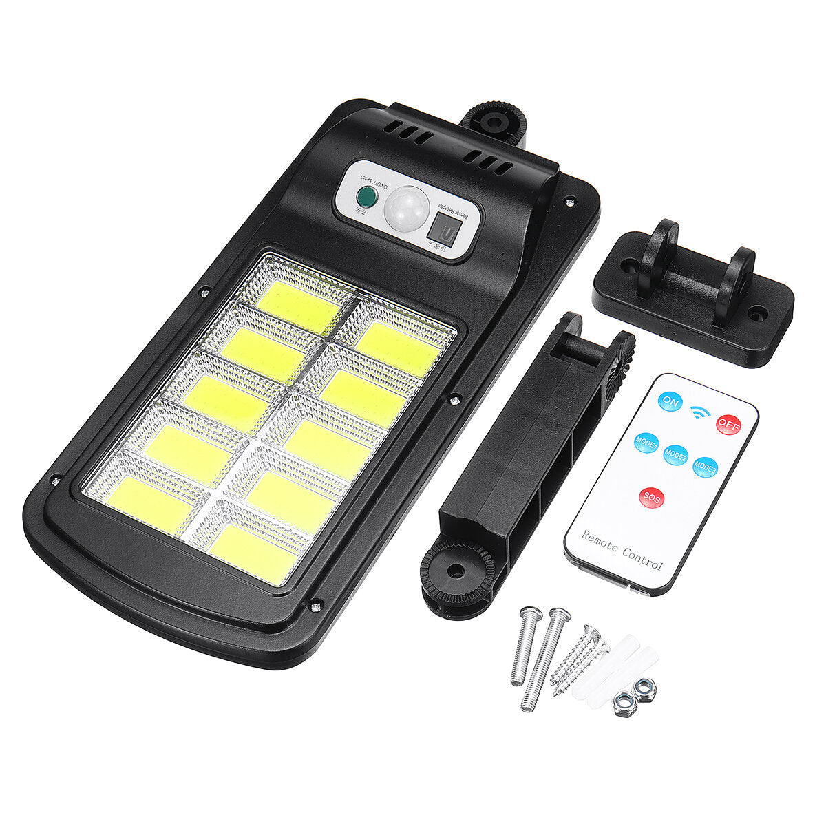 10/12 COB LED Solar Wall Light Garden Security Street Lamp PIR Motion Sensor Remote Control