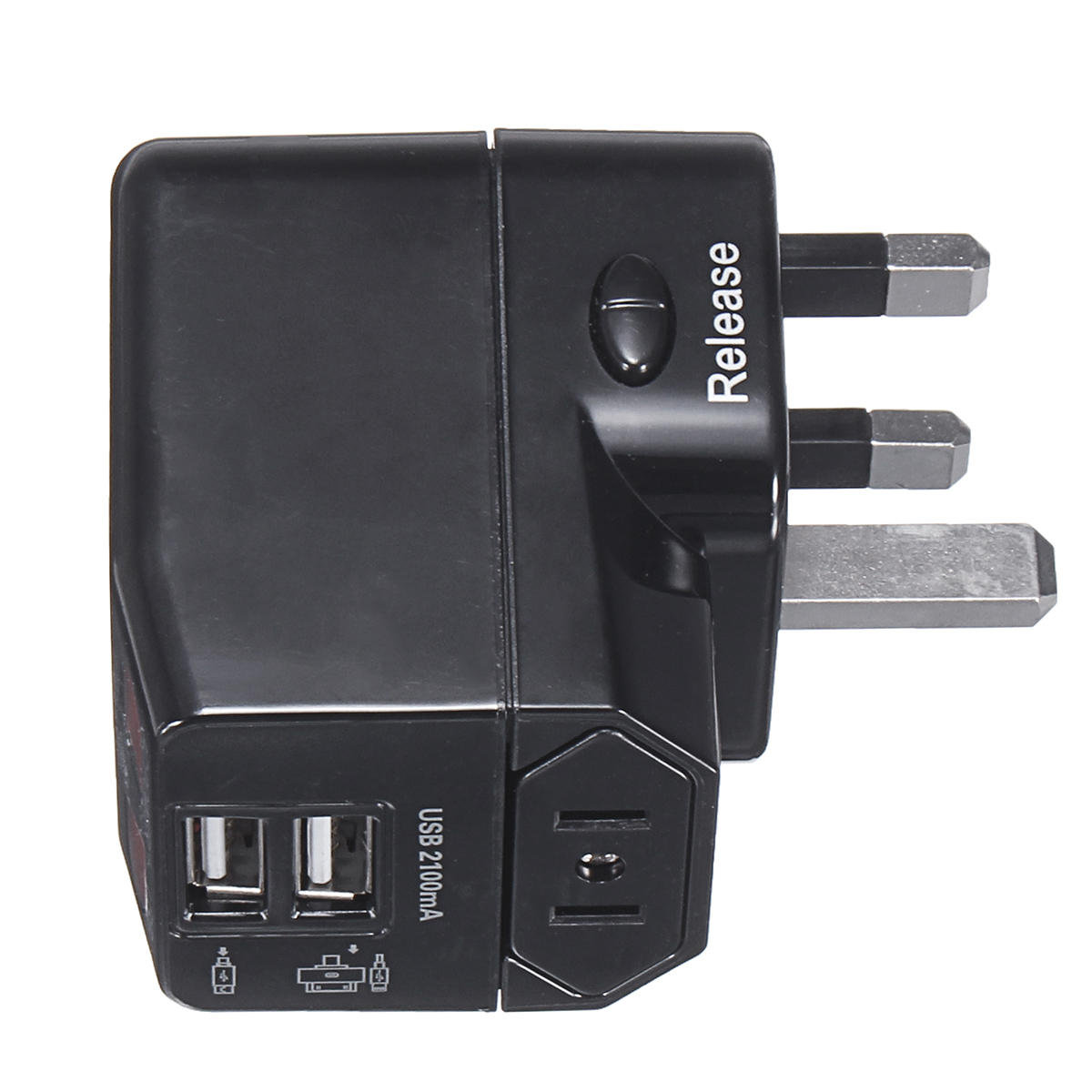 125-250V Universal World Travel Adapter Plug Dual USB Port w/ Surge Protector