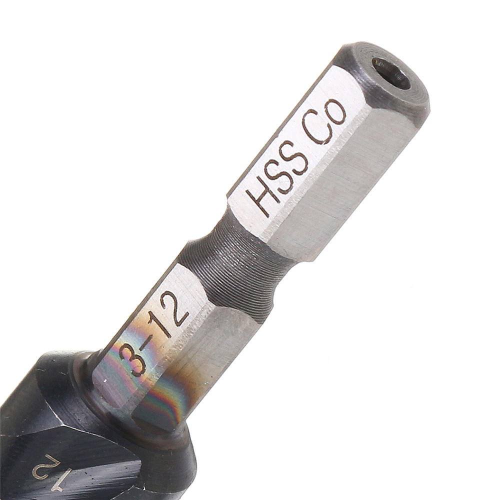 M35 Cobalt Step Drill Bit 3-12/4-12/4-20mm TiAlN Coated Step Drill 1/4 Inch Hex Shank