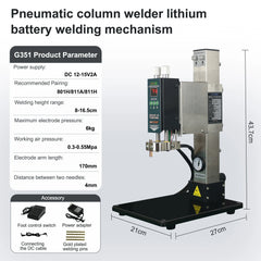 Pneumatic Column Spot Welder Head for Lithium Battery Welding 6kg Max Pressure Adjustable Height for 801H/811A/811H Welding Machine