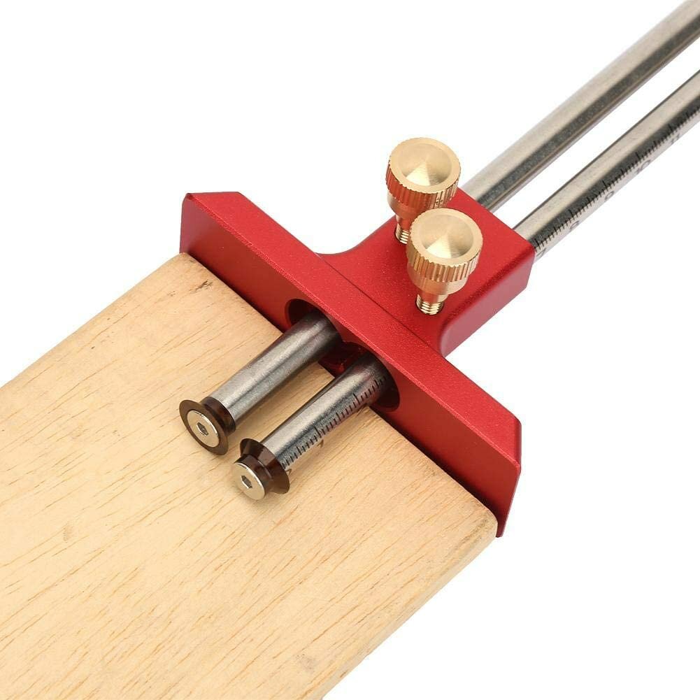 Durable Metal Woodworking Marking Gauge, 200mm, Red, Clear Scale, Dual Calibration, Portable & Accurate Measurement Tool