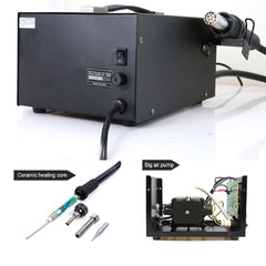 2 In 1 650W High Power Hot Air Gun Soldering Rework Station with Digital Display with 3 Nozzles