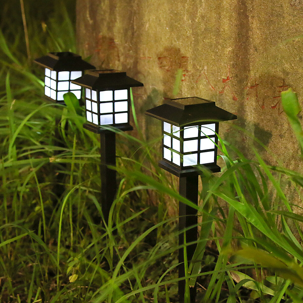 2 Pack Solar LEDLawnLights Pathway Lights Set Outdoor Yard Garden Walkway Landscape Lamp