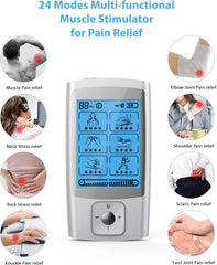 TENS & EMS Pain Relief Machine with Electrode Pads, USB Cable, and Accessories for Muscle Recovery and Conditioning