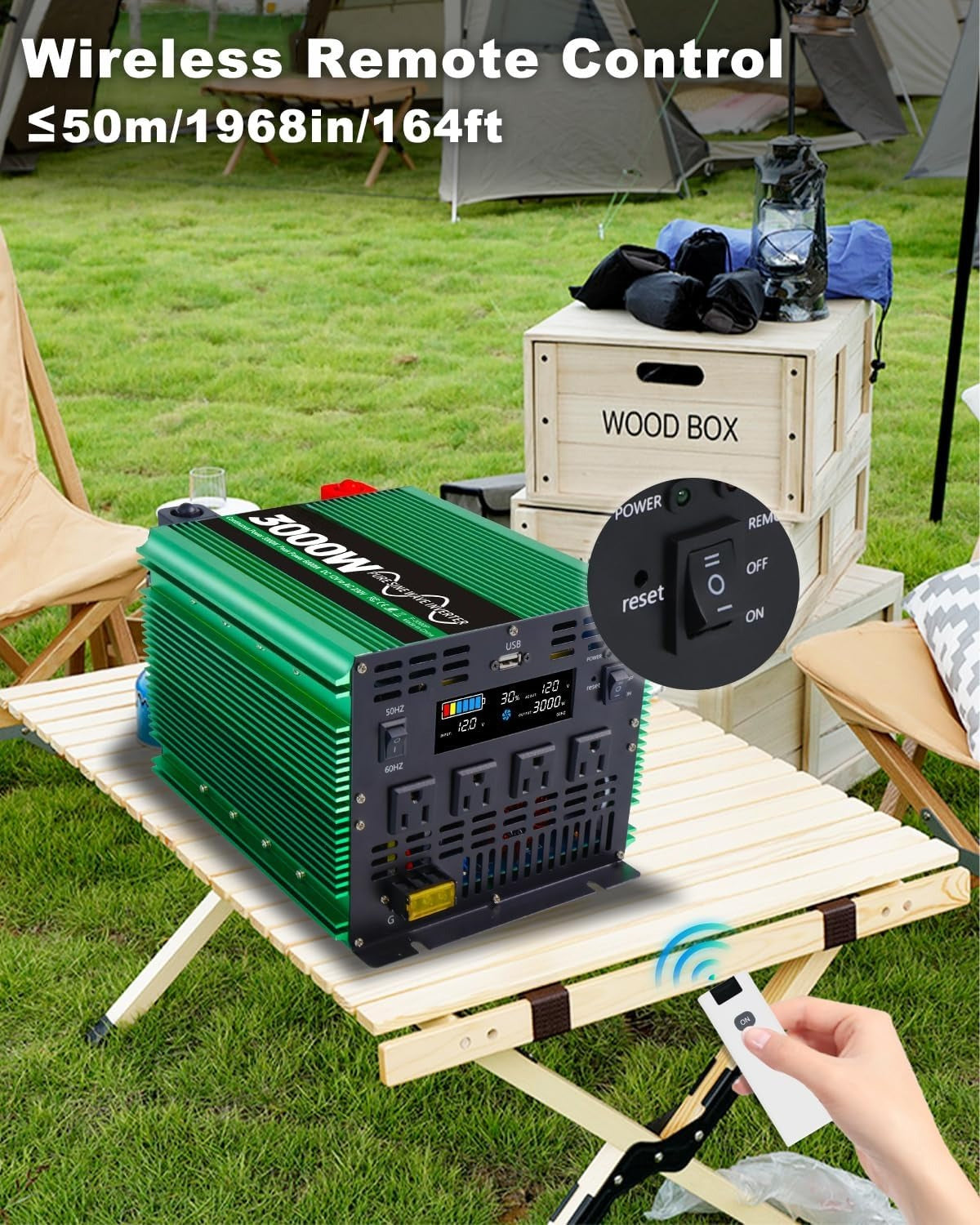 GreenZech Elite 3000W Pure Sine Wave Power Inverter | 12V/24V DC to 110V/120V AC | 6000W Peak Professional Converter