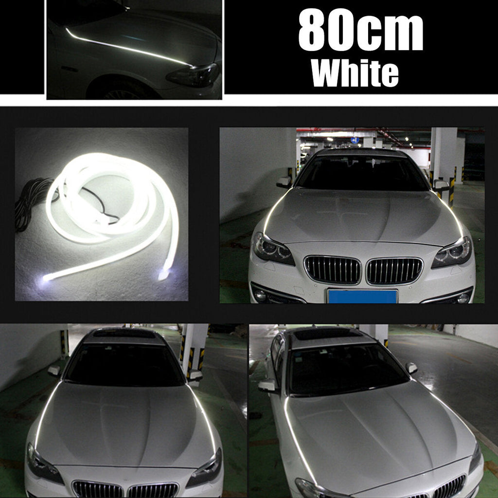 2PCS Hood LED Light Strip Grilles Under Spoiler Scanning LED Knight Rider