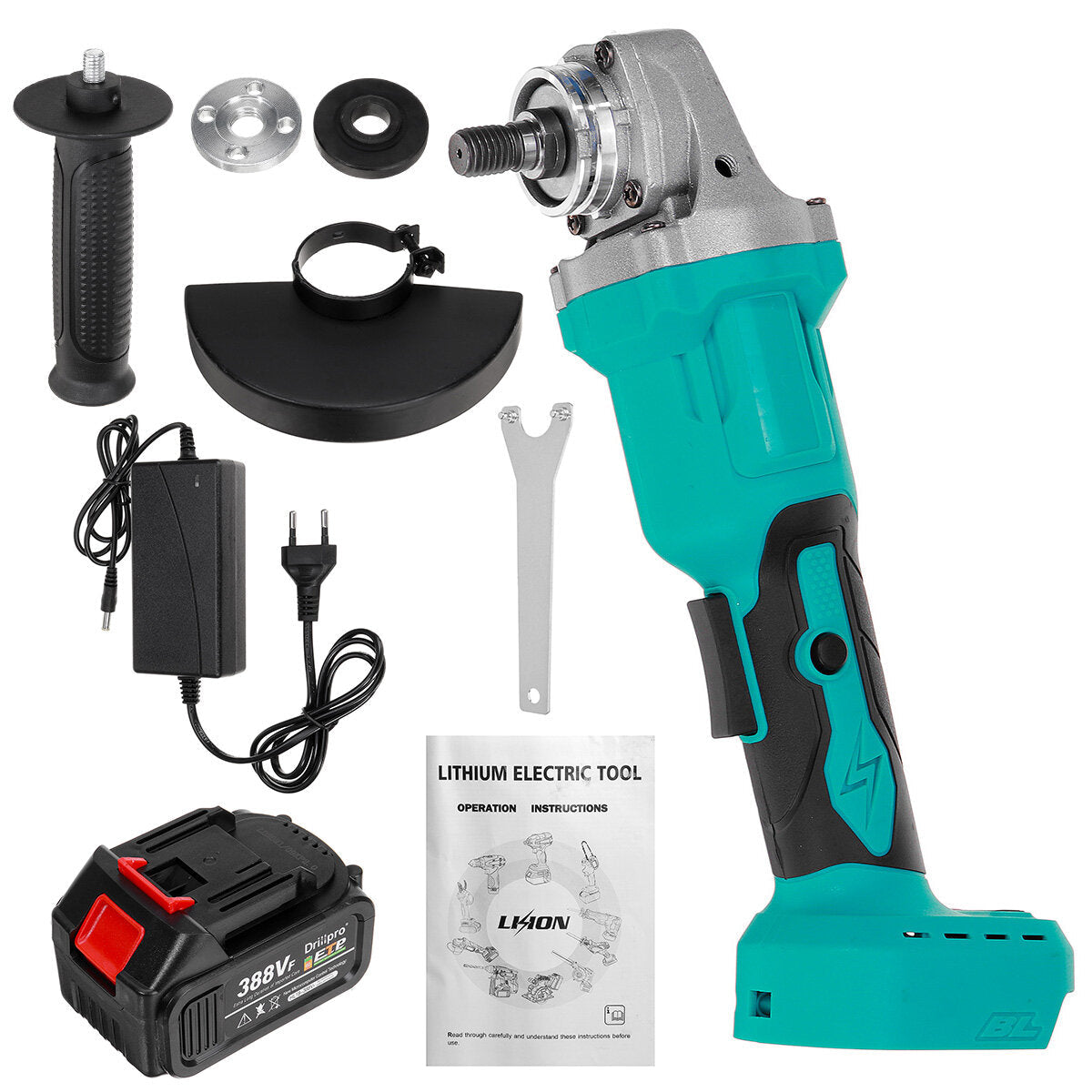 388Vf Brushless Lithium Electric Angle Grinder Multifunctional Polishing Machine High Power Cutting Machine Grinder Angle Grinder