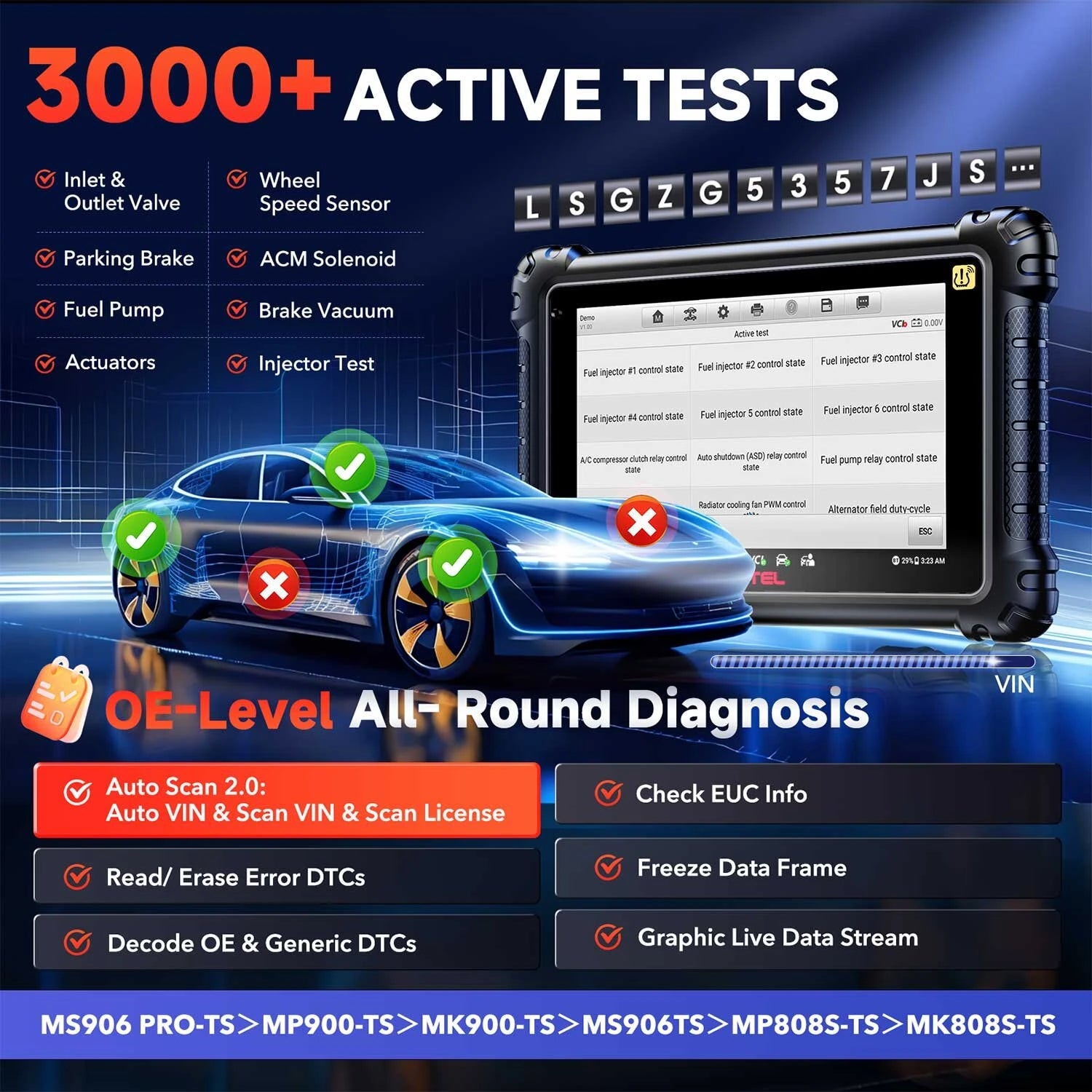 Diagnostic Tool 10 Android 8-Inch Screen 16MP Camera CAN FD DoIP TPMS Solution 3000+ Active Tests 36+ Reset Functions