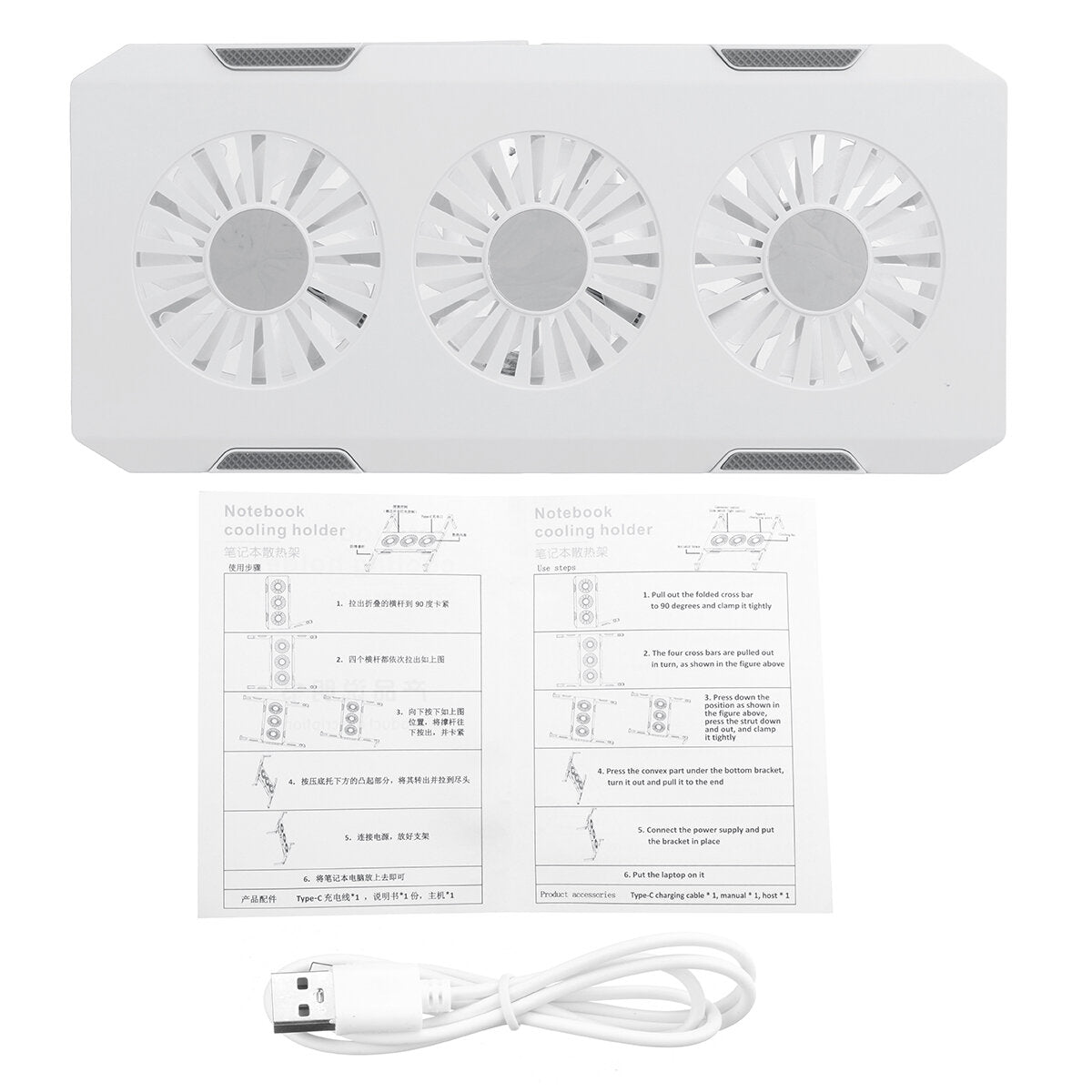 Laptop Radiator Portable Storage Three Core Fan Cooling Base RGB Light Emitting Computer Bracket