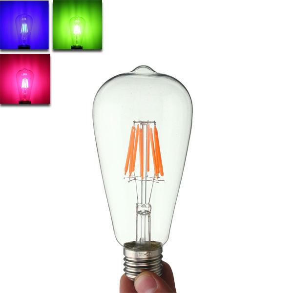8W RGB Rereo Glass 800Lm Vintage Incandescent Light Lamp Bulb AC220V