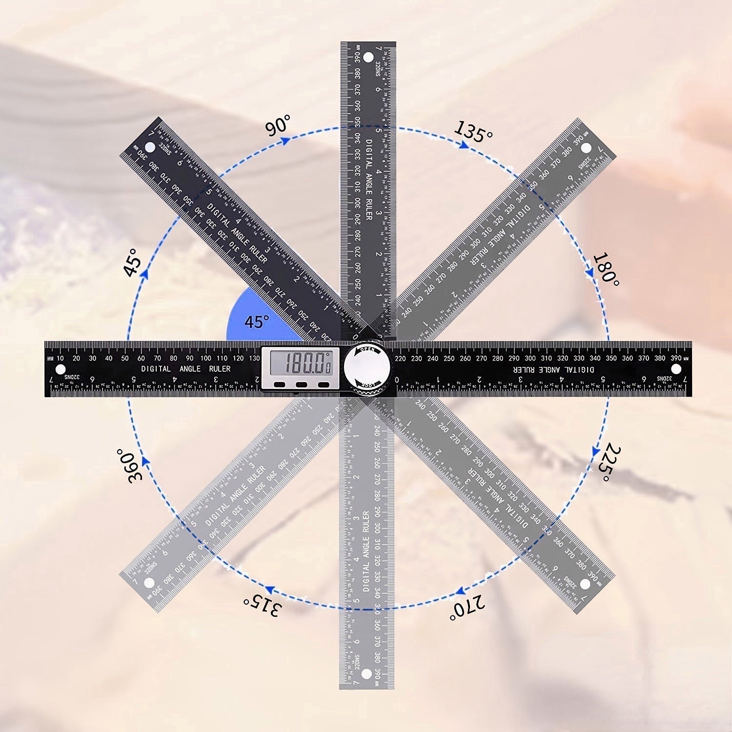 2 In 1 Protractor Angle Measuring Tool Fit For Woodworking Construction