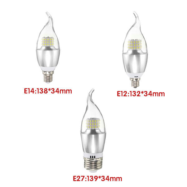 7W LED White Warm White Glass Candle Lamp Bulb Non-Dimmable AC 85-265V