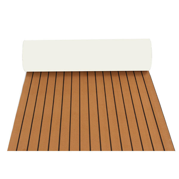 89x230cmx6mm Dark Brown With Black Lines Boat EVA Foam Faux Teak Decking Sheet