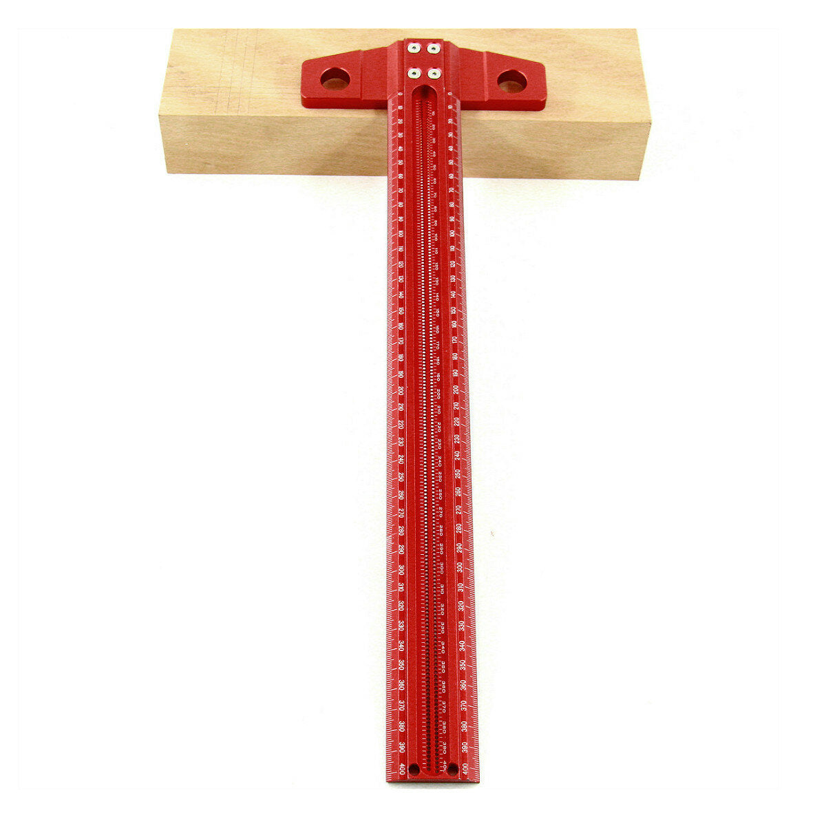 Woodworking Line Scribe T-Type Ruler, Aluminum Alloy, 300/400/500/600mm, 1mm Hole Crossed Marking Gauge