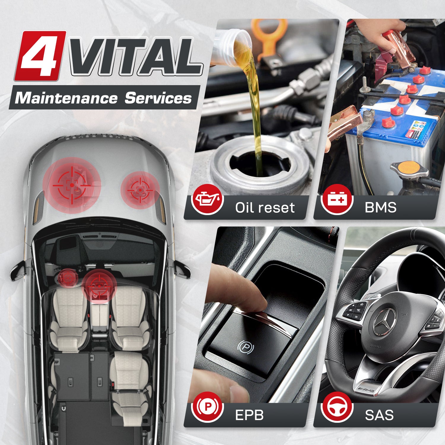 Diagnostic Scanner TPMS Relearn & Scan Tool Upgraded of TS508 Oil Reset/BMS/SAS/EPB Work With TBE200E