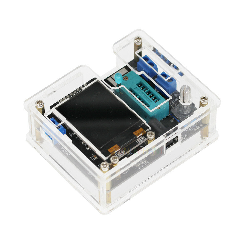 Transistor Tester LCR Diode Capacitance ESR Voltage Frequency Meter PWM DIY Kit with Case