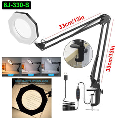 USB 5X Folding Magnifier Table Clamp Soldering Third Hand Tool 3 Colors LED Illuminated Lamp Magnifying Glass