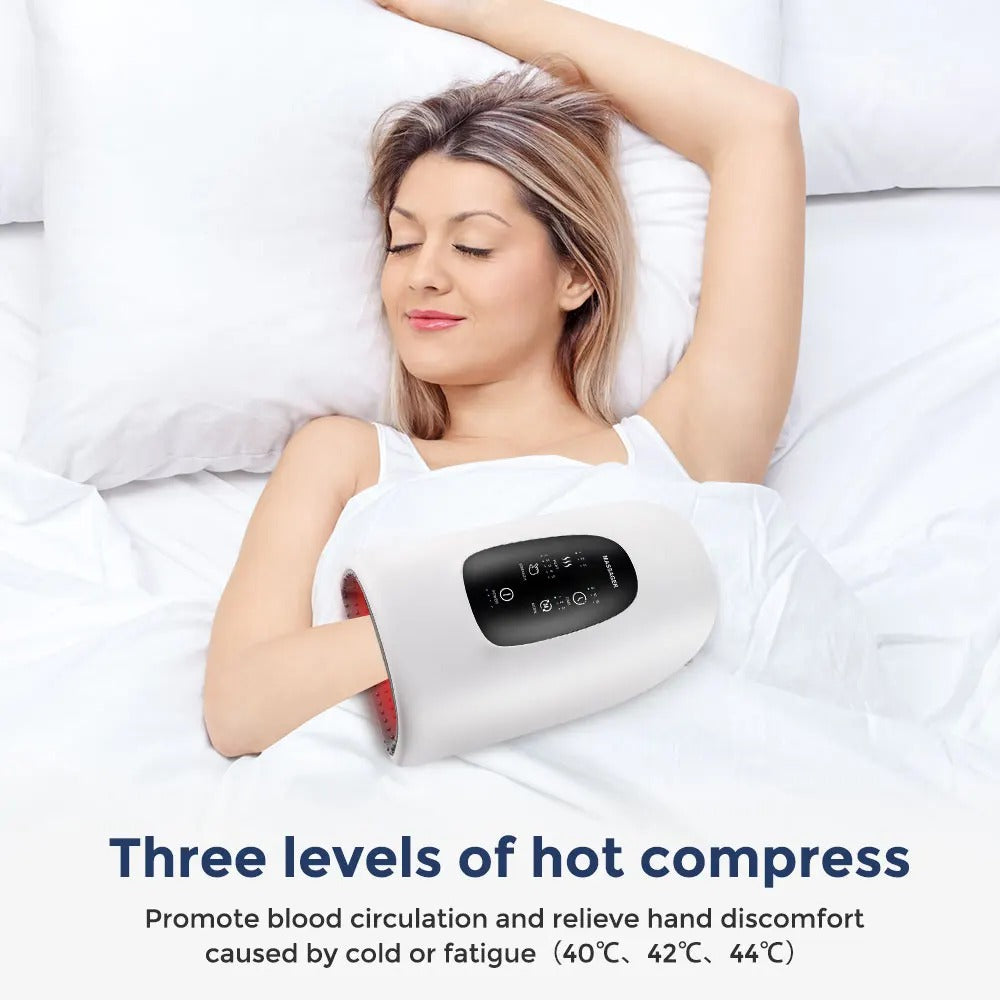 Air Compression Palm Acupoint Massager - 3 Modes, 5 Intensities, Hot Compress, Touch Screen, Hand Spa Relaxation Device