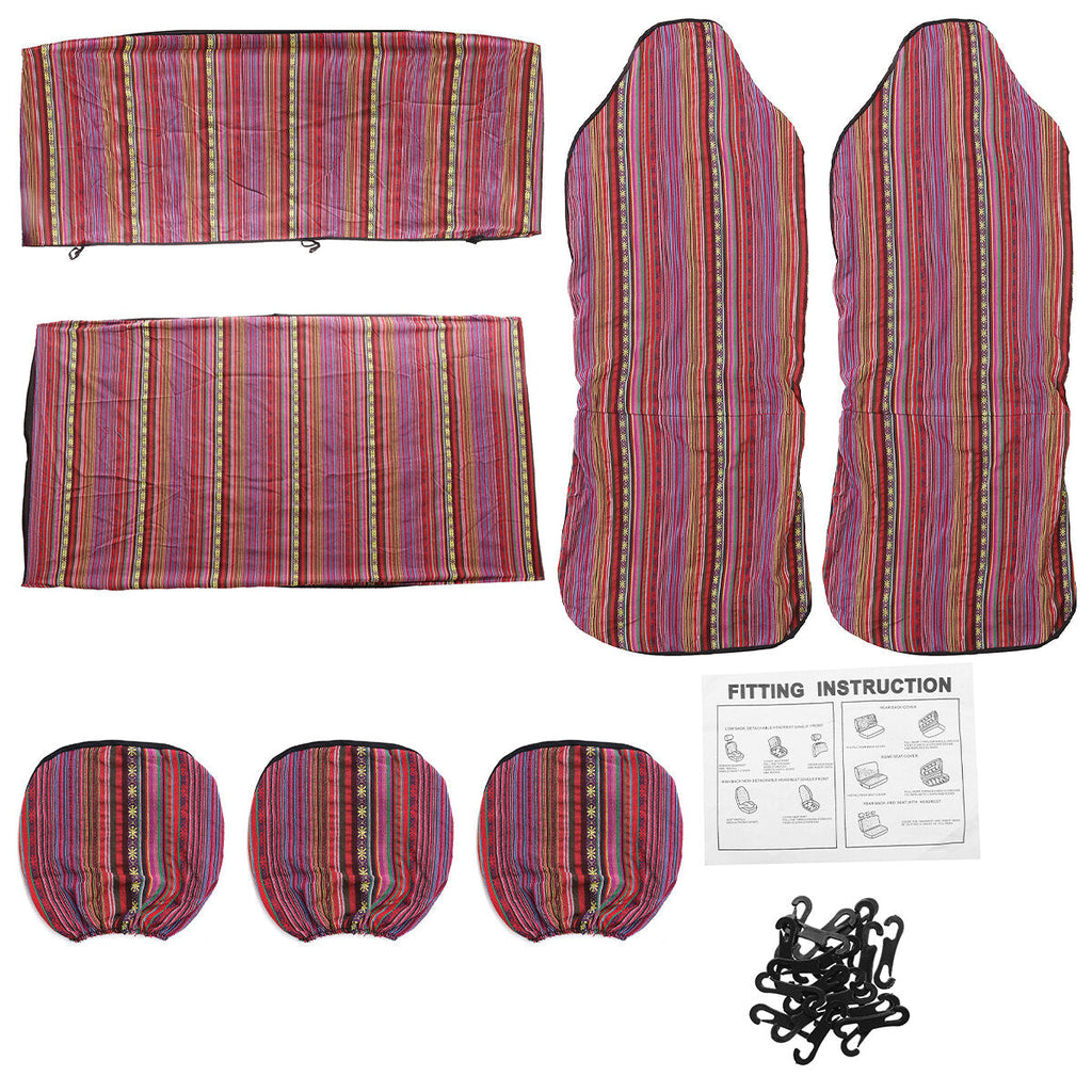7pcs 5 Seaters Car Seat Covers Protector Cushion Front Rear Linen for Universal Car SUV Trucks
