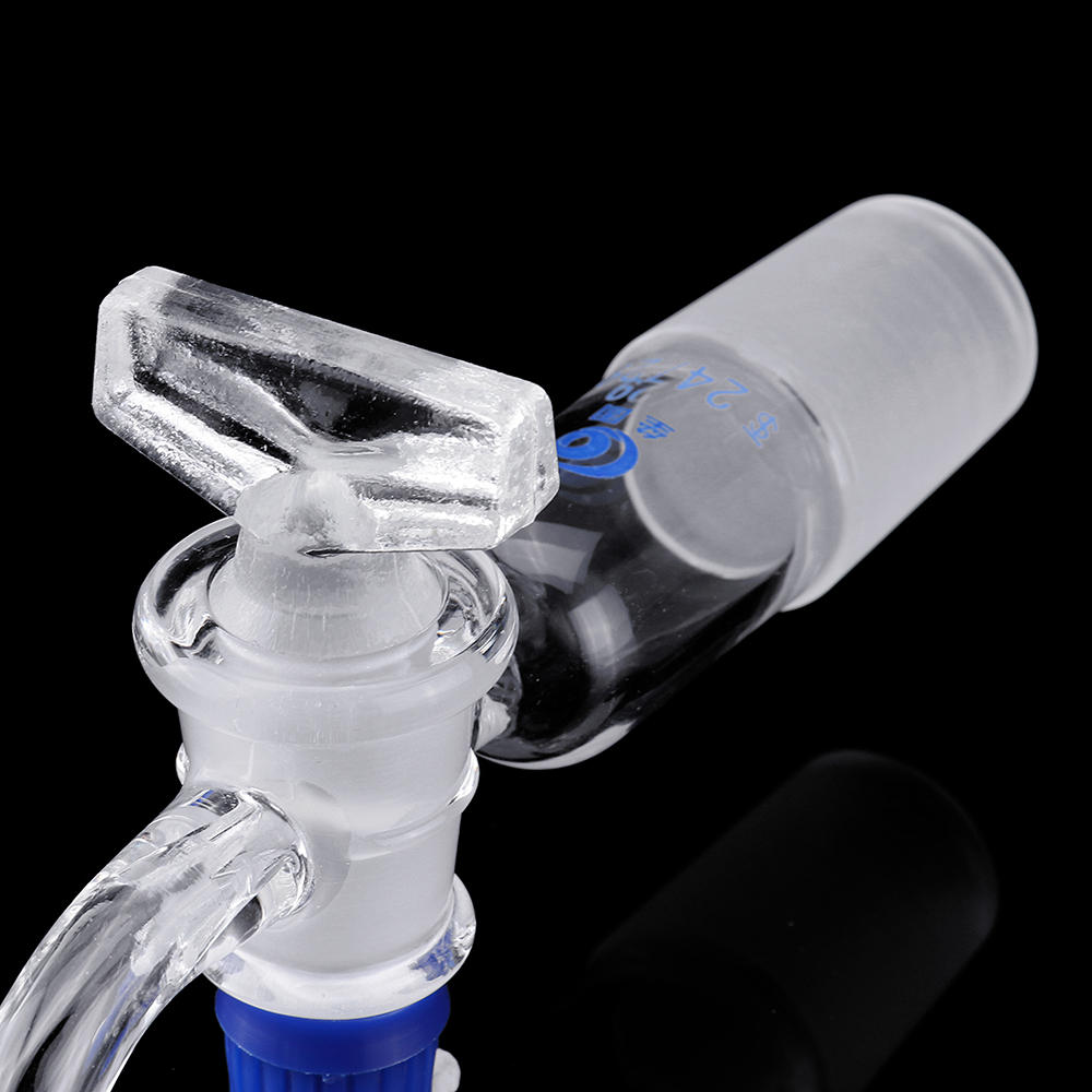 24/29Glass Adapter Vacuum Flow Control Adapter with Glass Stopcock Male Ground Joint to Right Angle Hose Connection