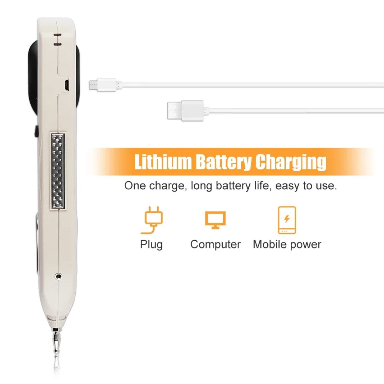 Electric Acupuncture Pen with LCD, 10 Intensity Levels, Rechargeable, for Pain Relief & Self-Treatment