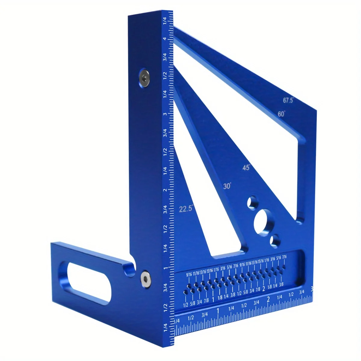 3D Multi-Angle Square Protractor - Aluminum Alloy, Measures 22.5°-90°, Precision Tool for Woodworking, Blue/Red Options