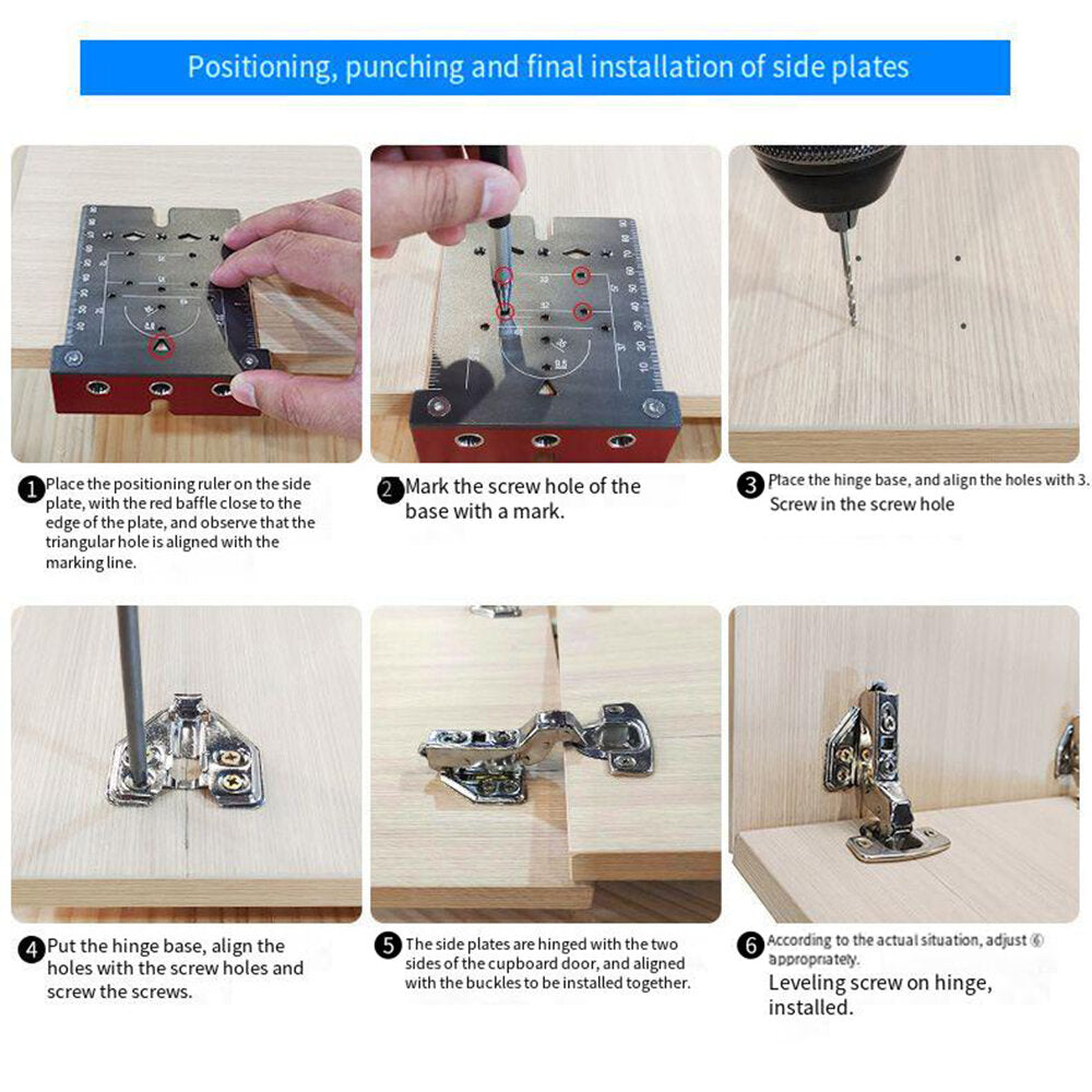 3-in-1 Punch Locator Board for Marking, Positioning & Line-Drawing - Durable Aluminum Alloy, Portable for Woodworking