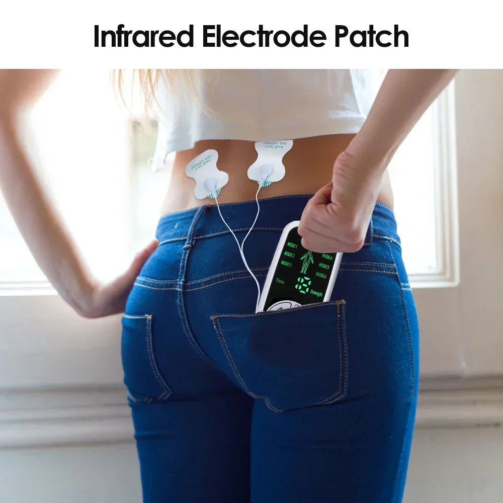 Portable Micro-Current Body Massager with 6 Modes, Adjustable Intensity, LCD Screen, Ideal for Travel and Relaxation